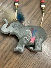 Vintage Dorian Designs 1989 Elephant Necklace RARE Colorful articulating SIGNED