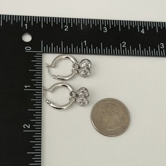 Milor Italy 925 Sterling Silver Clear CZ Bezel Set Dangle Hoop Earrings Sparkly