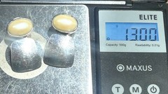 Modernist Signed Sterling And Faux Pearl Drop Post Earrings Taxco Mexico 13 G