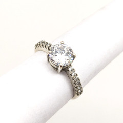 Vintage Elegant RING Silver 925 with Bright Stone -size: 8.5US (18.5mm)| UA #57