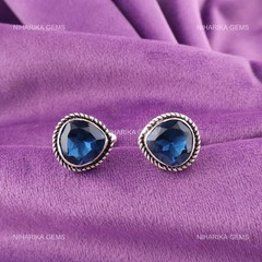 925 Silver London Blue Topaz Stone Unique Dad Gifts December Birth Cufflinks