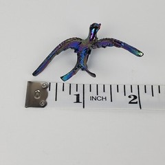 Vintage Gerry’s Iridescent Blue Purple w/ Gold Accents Red Eyes Bird Brooch Pin