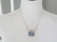 Sterling Silver 925 Natural Kyanite Iolite Art Nouveau Style Necklace 18″