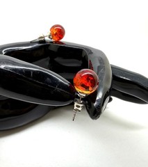 Unique silver Natural dyed Amber Earrings 2g 10mm