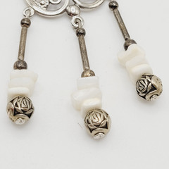 Southwestern Style Chandelier Silver Tone White Howlite Bead Pierced Earrings