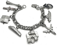 Vtg Worlds Fair 1962 Seattle Charm Bracelet Totem Pole Train Warship Cent 21