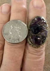 Vintage Hand Carved Amethyst Channel-Set Ring Size 6.25 Art Deco