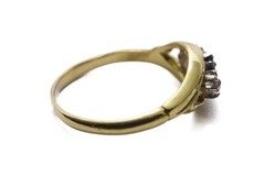 PRETTY ANTIQUE ENGLISH 18K GOLD SAPPHIRE & DIAMOND TRILOGY RING c1910