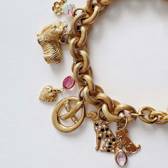 Vintage Kirk’s Folly Gold-Tone Dog Charm Bracelet with Rhinestones Retired READ