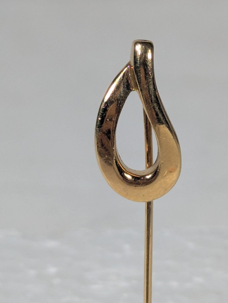 Vendome Stick Pin Gold Tone Tear Drop Flame 2.5″ Original End Cap 1980s