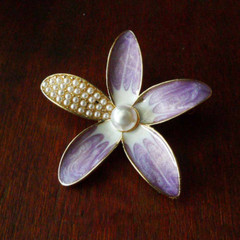 Vintage Enamel Flower Brooch Earring Pearl Women Clothing Party Accessories Gift