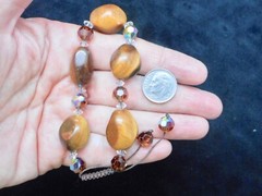 Vintage TIGER EYE Natural Stone w/Lovely Faceted Bead Bracelet