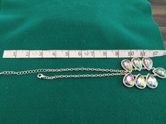Multicolor Glass Tear Drop Contemporary Statement Necklace Gold Tone