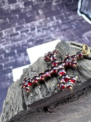 Antique Bohemian silver 900 Natural Rose faceted garnet cross Victorian style