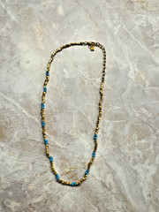 Vintage Givenchy Gold-Tone & Turquoise Beaded Choker Necklace 14”