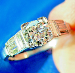 Original EARTH MINED DIAMOND Art Deco Engagement Ring SOLID PLATINUM Solitaire