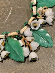 Antique VTG 1930s ART DECO Celluloid FLORAL LEAF MOTIF Necklace
