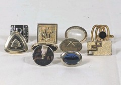 Vintage Lot Mixed Unmatched Cuff Links Swank Anson Gold Tone Silver Tone 10 Pc