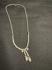 Vintage Lind-gal 15” White Rhinestone Necklace and Screwback Earrings Set