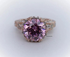 Edwardian Art Deco 3Ct Round Cut Pink Sapphire Women Ring 14K Yellow Gold Plated