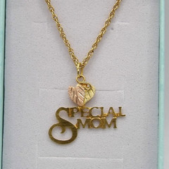 Black Hills Gold 10K Solid Yellow & Rose Gold Special Mom Pendant 18″ Necklace