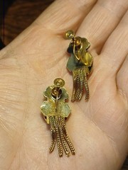 Antique Gold Filled Old/Young Cameo Necklace Double Sided Pendant & Earrings SET