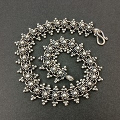 Vintage Silver Bracelet Ethnic Granulation Flower Filigree Tribal Articulated