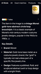Vintage Monet 2 1/4″ Modernist Shiny Gold Tone Brooch/Pin