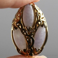 Ming’s Hawaii Lavender Jade Marquise 14K Yellow Gold Ring Size 7