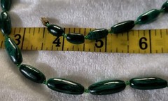 Vintage Oblong Elongated Malachite Stone Beaded Necklace