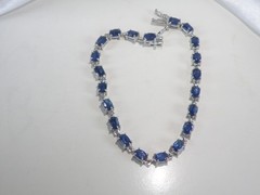 D’Joy Sterling Silver 925 Natural Blue Kyanite Tennis Line Bracelet Fits 8″