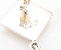 925 Sterling Silver Vintage Earrings BARRA Dangling Drop Square Design EG13519