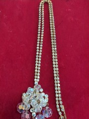 Vintage D&E JULIANA ab rhinestone Crystal cluster 26″ NECKLACE 2″Brooch/Pendant