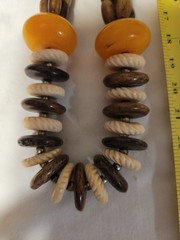 African Natural Horn Resin Metal Large Beads Queen Yellow Summer Necklace