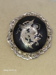 Vintage Sterling Silver Siam Niello Set Bracelet Pendant Brooch + Bonus 925