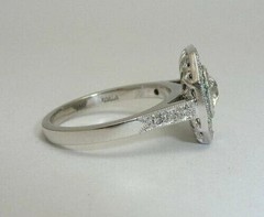 Art Deco Style Lab Created Diamond & Emerald Anniversary 14K White Gold FN Ring