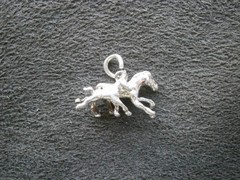 Small Mare & Foal Vintage Solid Sterling Silver Bracelet Charm Pendant 2.0g