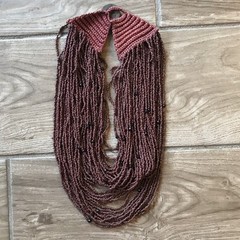 Vintage Tribal￼ Brown Naga Bead Necklace, India Quarter Coin Closure