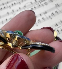 Vogue Bijoux Couture Poured Glass Enamel Floral Clip Earrings Rare Runway Style