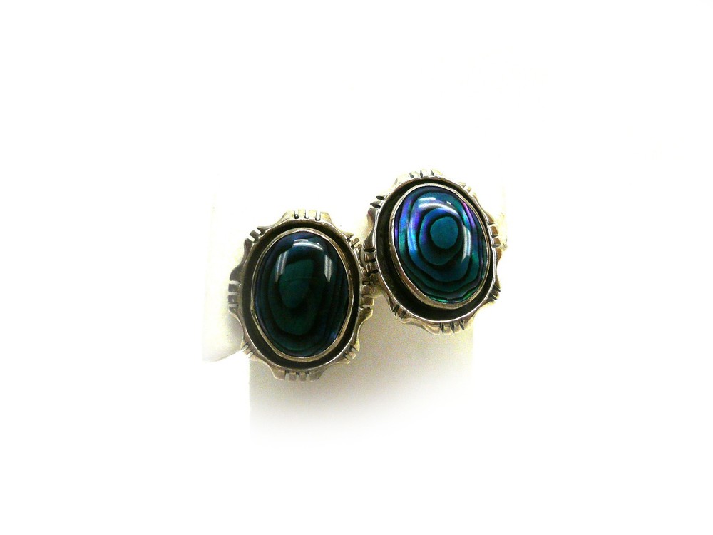 Sterling Silver Abalone Shell Pierced Earrings