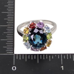 London Blue Topaz Multicolor Gemstone Gemstone 925 Sterling Silver Ring Sz 8.75