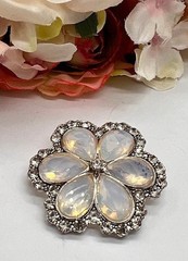 Monet Pin Brooch Opalescent Silver Toned Clear Crystals