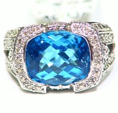 Victorian 14K Gold Natural Diamond Topaz Samuel B Benham BJC Designer Ring Deco