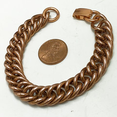 Vintage Chain Bracelet Solid Copper 7″ Heavy Curb Link 41.7gm Very Good Cond