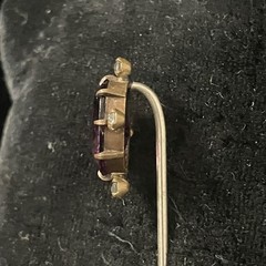 Antique Deep Purple Glass Stick / Tie Pin Victorian Edwardian