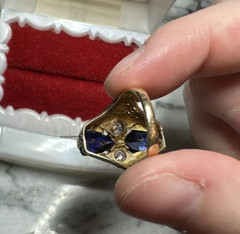 Navette 3Ct Sapphire Lab Created Old Century Vintage Ring 14K White Gold Plated
