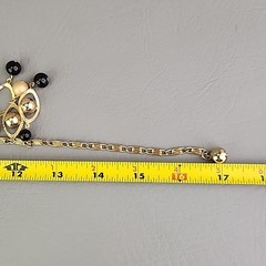 Vintage Statement Necklace Black Beaded Fringe Dangles Gold Tone Snail 16.5″