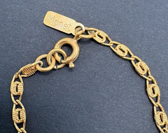 Vintage Monet Oval Filigree Scroll Link Gold Tone Chain Necklace 38″ Long Dainty