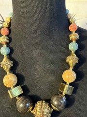 VTG Beaded Necklace Chunky Various Colors and Materials 24”. FREE SHIPPING