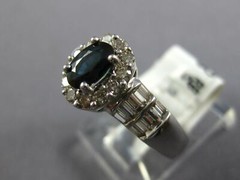1.52CT DIAMOND AAA SAPPHIRE 14K WHITE GOLD OVAL ROUND & BAGUETTE FRIENDSHIP RING